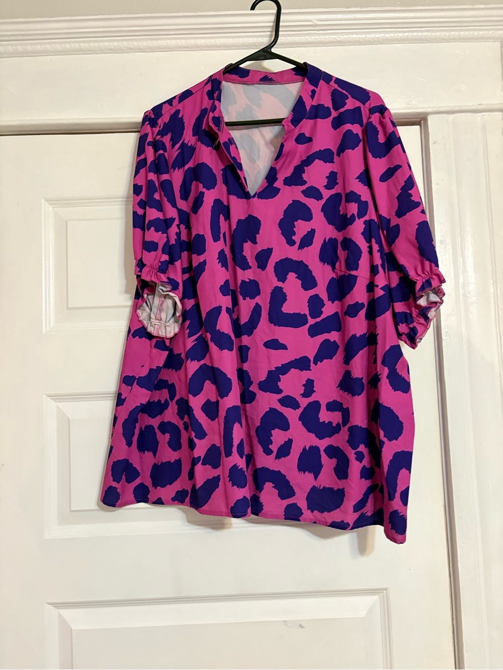 SHEIN Pink and Purple Leopard Print Blouse